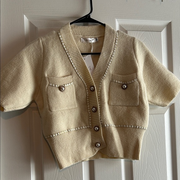 Cream Cardigan with Pearl Buttons - Picture 3 of 15